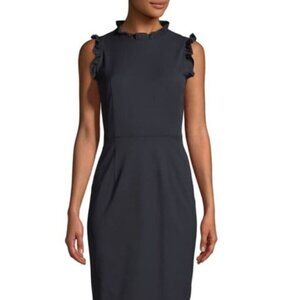 Rebecca Taylor Sleeveless Ruffle Suit Dress Career Classic Office Party Navy 8
